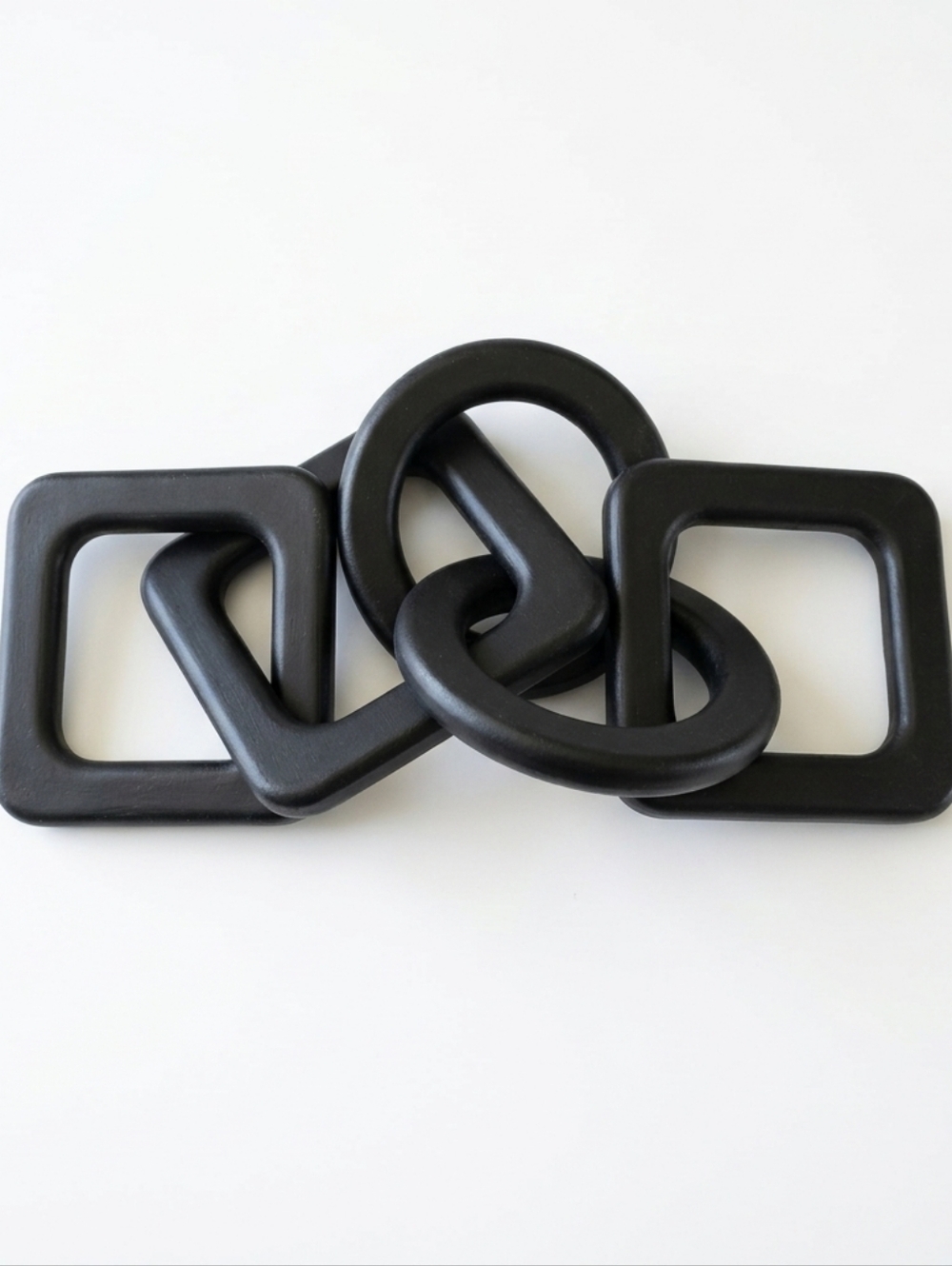 Black Wood Chain Sculpture Modern Minimalist Geometric